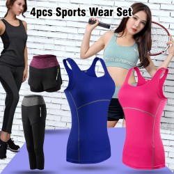 Linxport Ladies 4pcs Sleeveless Assorted Design & Color Sports Wear Set, LLT8, 12292